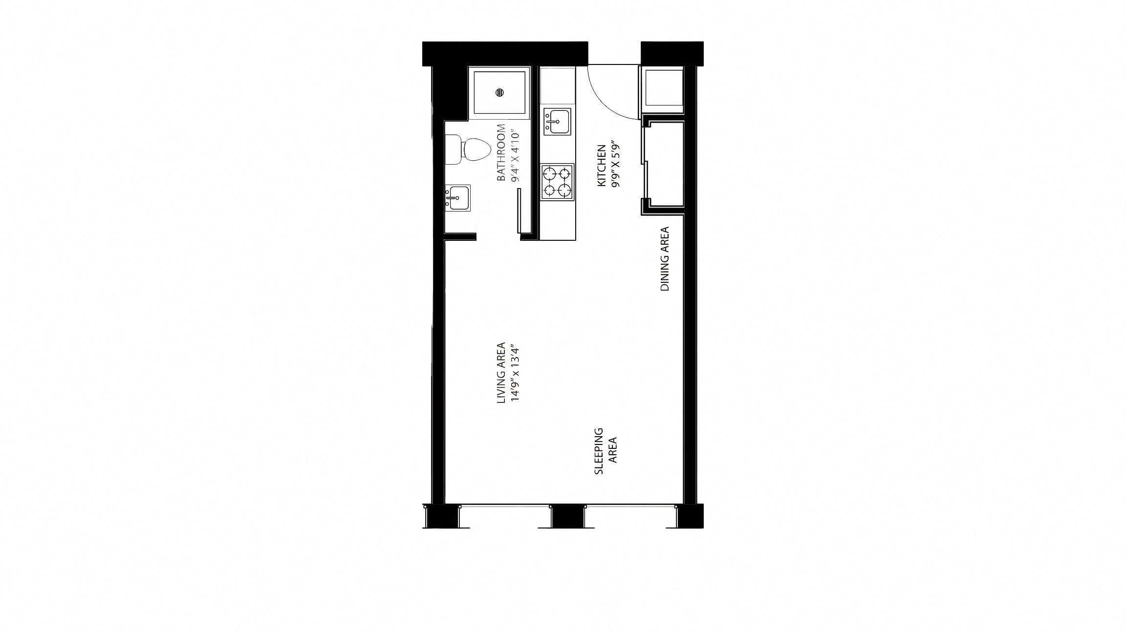 a floor plan of a small house with a loft